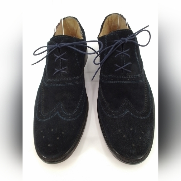 PAUL Fredrick NAVY BLUE Suede Leather Dress Shoes Mens Sz 10 Oxford Wingtips main image 8